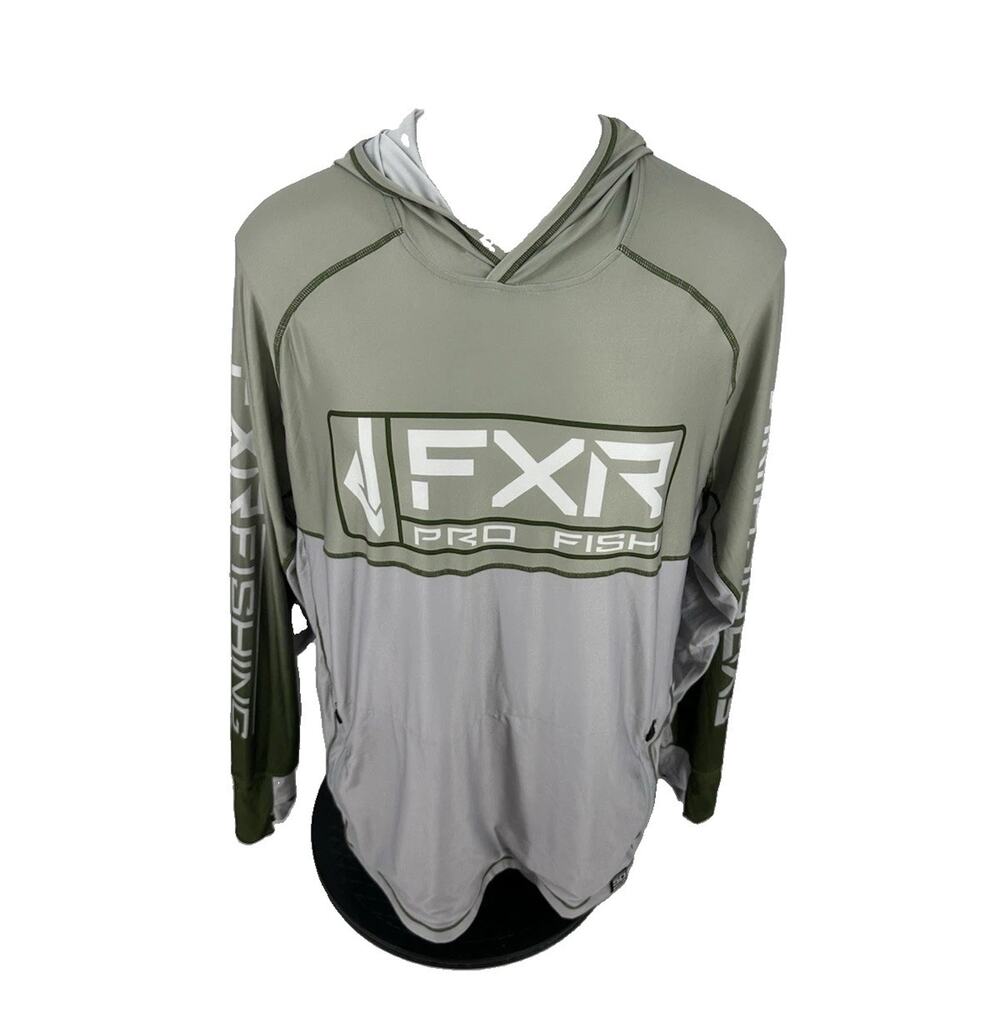FXR Pro Fish 2XL Men Tournament Hybrid UPF Pullover Hoodie Long Sleeve Tee Q13